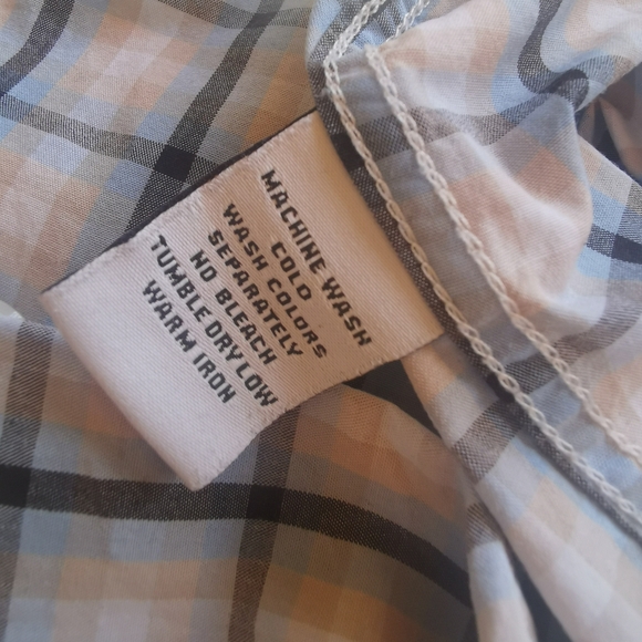 Bristol & Bull Brown, Light Blue, Tan and White Checkered Mens Shirt Size L - Picture 7 of 8
